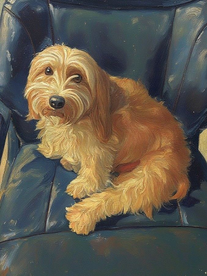 The same dog as a classic oil painting