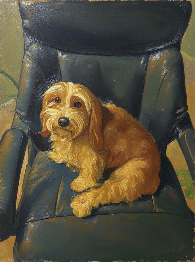 Apricot dog as a classic oil painting