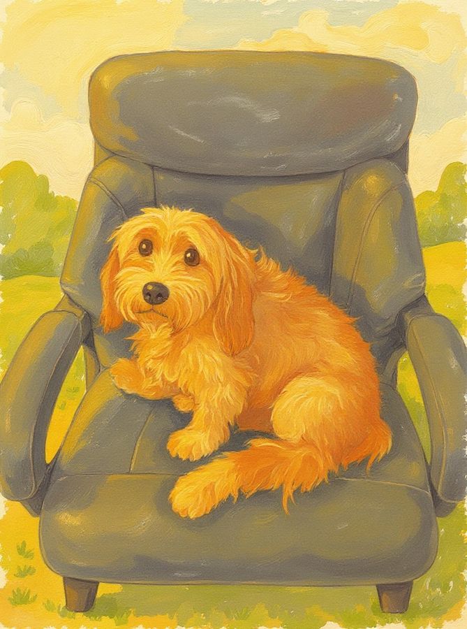 The same dog as a storybook illustration